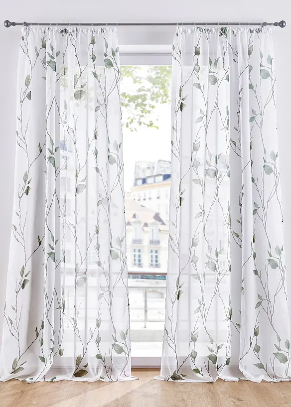 Transparente Gardine aus feinem Voile, auch in extra lang (1er Pack) in grün - bonprix