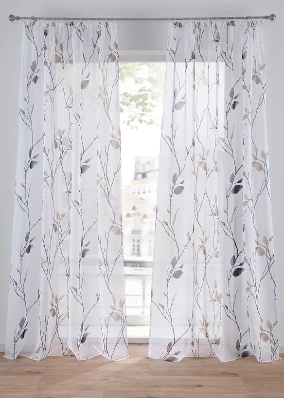 Transparente Gardine aus feinem Voile, auch in extra lang (1er Pack) in beige - bonprix
