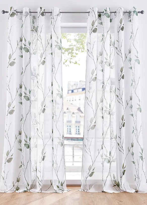 Transparente Gardine aus feinem Voile, auch in extra lang (1er Pack) in grün - bonprix
