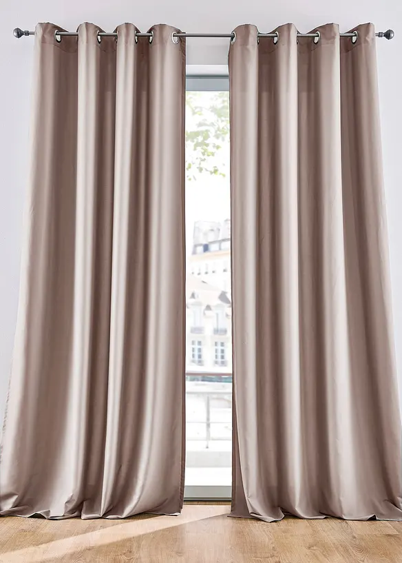 Blickdichter Vorhang aus Microfaser (2er Pack) in beige - bonprix