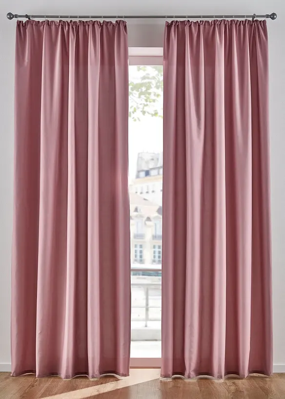 Pflegeleichte Vorhänge mit recyceltem Polyester (2er Pack) in rosa - bonprix
