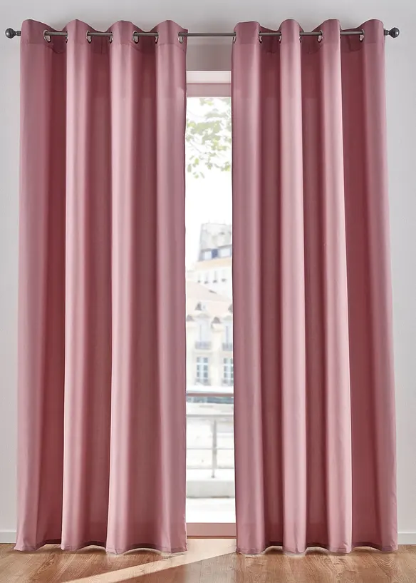 Blickdichter Vorhang aus Microfaser (2er Pack) in rosa - bonprix
