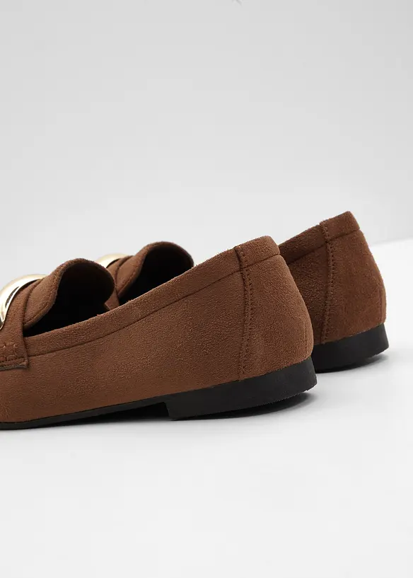 Loafer mit Metallic-Details in braun - bonprix