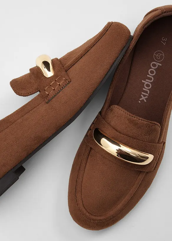 Loafer mit Metallic-Details in braun - bonprix