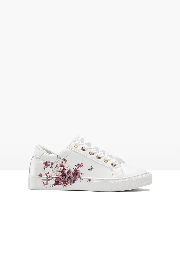 Sneaker mit floralem Druck in weiß von vorne - bonprix