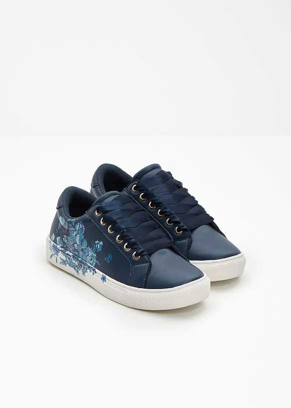 Sneaker mit floralem Druck in blau - bonprix