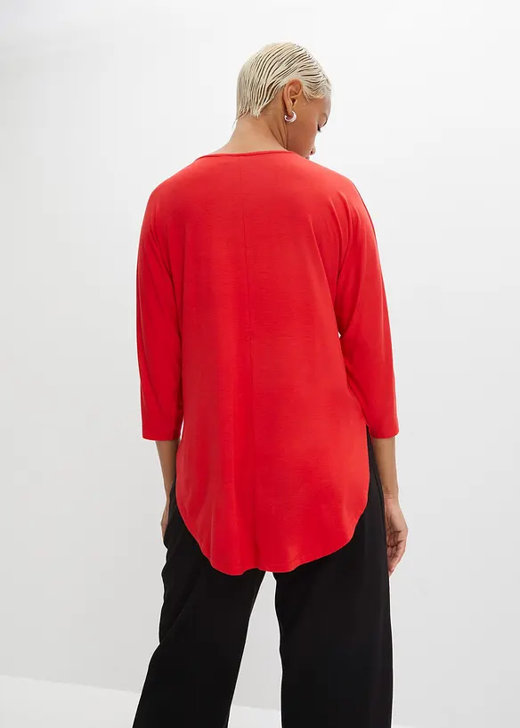 Shirt aus fließendem Viskose-Mix in rot von hinten (im Anschnitt) - bonprix
