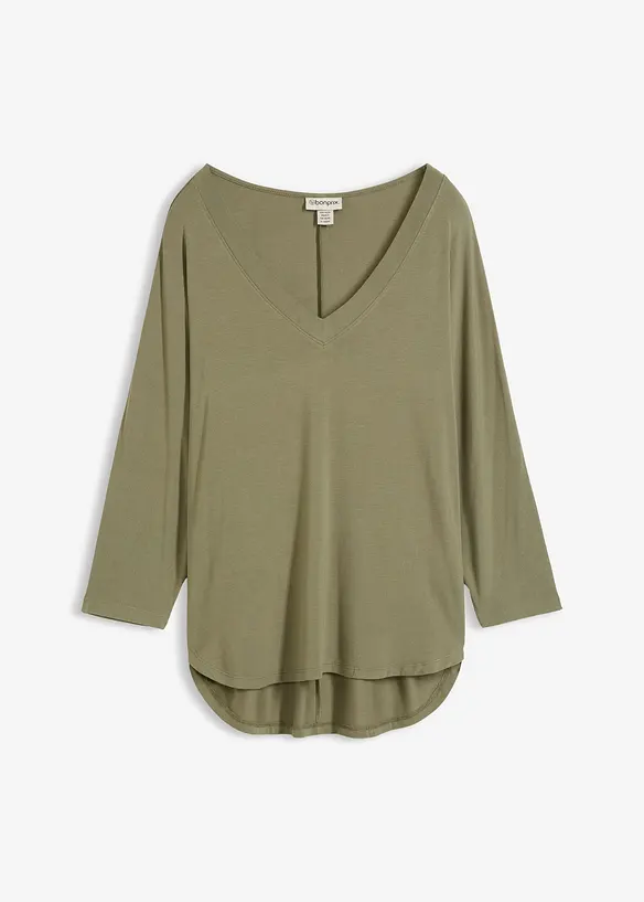 Shirt aus fließendem Viskose-Mix in grün von vorne - bonprix