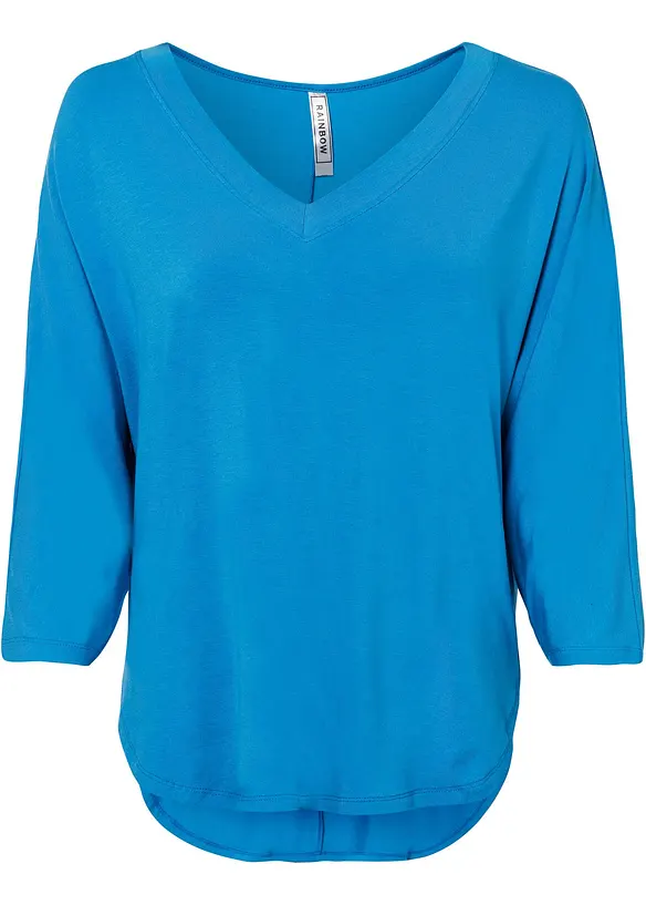 Shirt aus fließendem Viskose-Mix in blau von vorne - bonprix