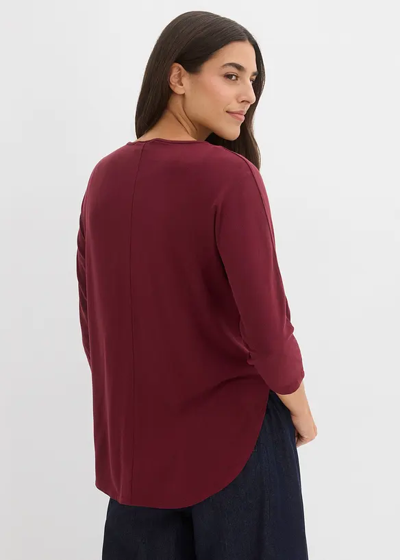 Shirt aus fließendem Viskose-Mix in rot von hinten (im Anschnitt) - bonprix