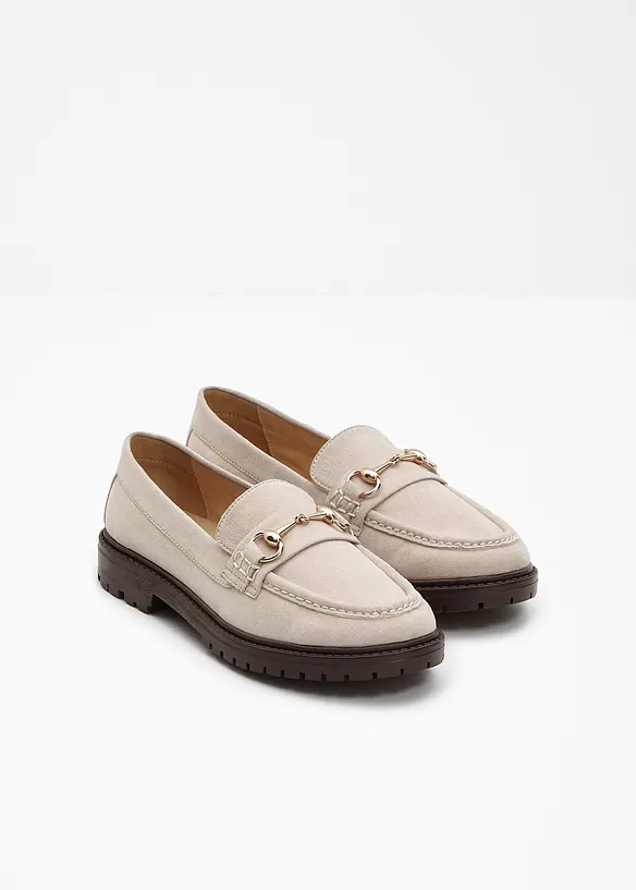 Chunky Loafer mit Schnalle in beige - bonprix
