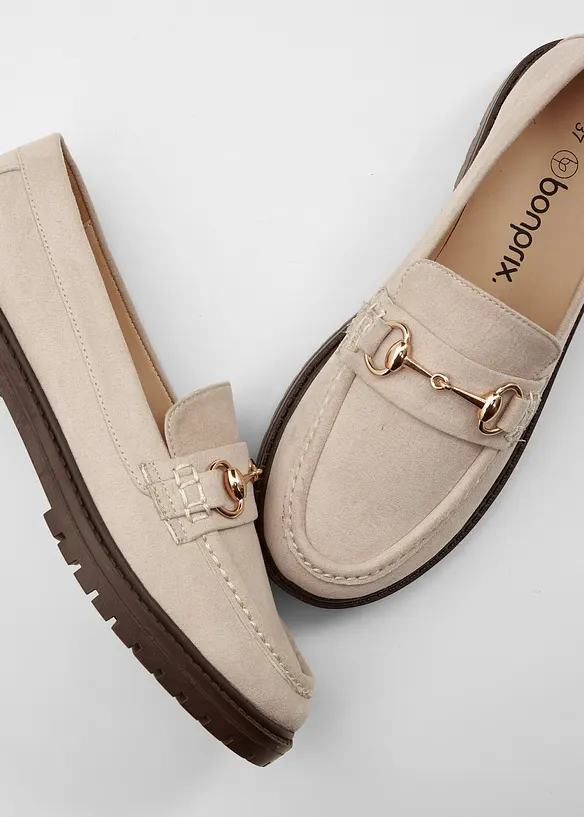 Chunky Loafer mit Schnalle in beige - bonprix