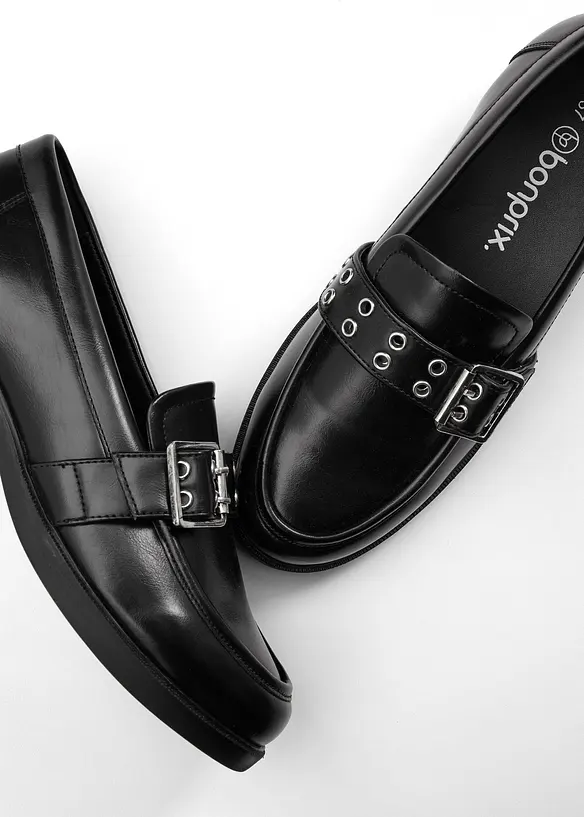 Loafer im Bikerlook in schwarz - bonprix