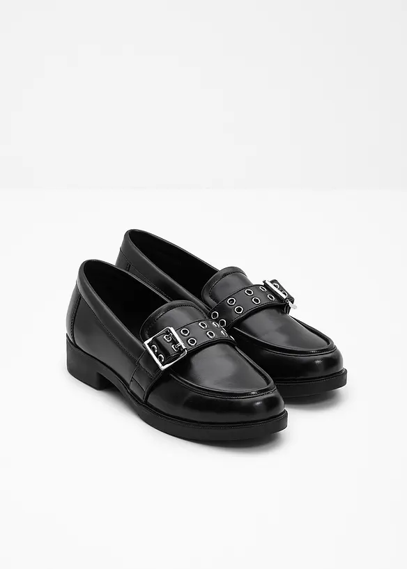 Loafer im Bikerlook in schwarz - bonprix