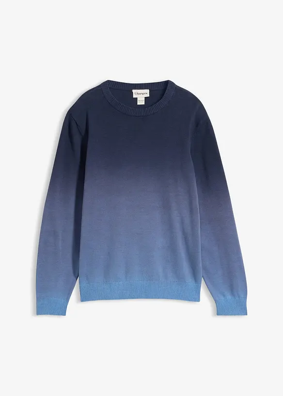 Feinstrickpullover mit Farbverlauf in blau von vorne - bonprix