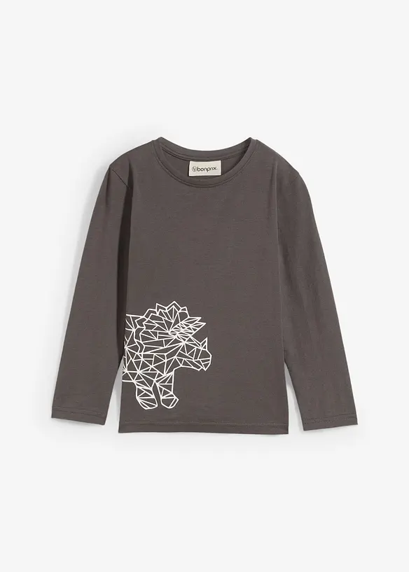 Langarmshirt aus reiner Bio-Baumwolle in grau von vorne - bonprix
