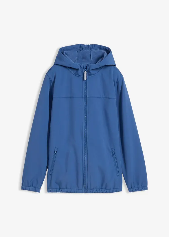 Softshelljacke mit Kapuze, wasserabweisend in blau von vorne - bonprix