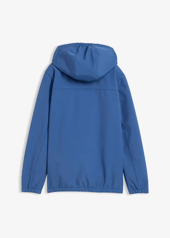 Softshelljacke mit Kapuze, wasserabweisend in blau von hinten - bonprix