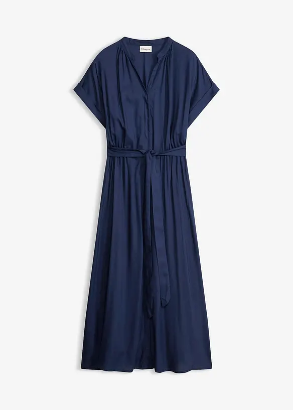 Hemdblusenkleid aus fließender Viskose in blau von vorne - bonprix Hemdblusenkleid aus fließender Viskose in blau von vorne - bonprix