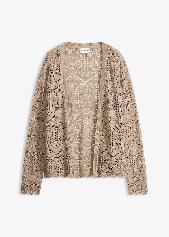 Ajour-Strickjacke in braun von vorne - bonprix