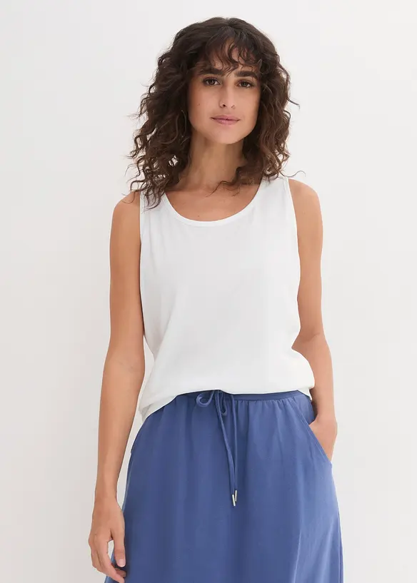 Long-Top (5er-Pack) in schwarz von vorne (im Anschnitt) - bonprix