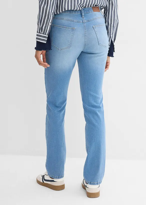 Straight-Jeans Mid Waist, Stretch in blau von hinten - bonprix