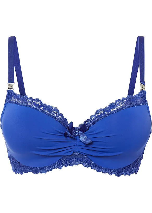 Schalen-BH mit recyceltem Polyamid in blau von vorne - bonprix