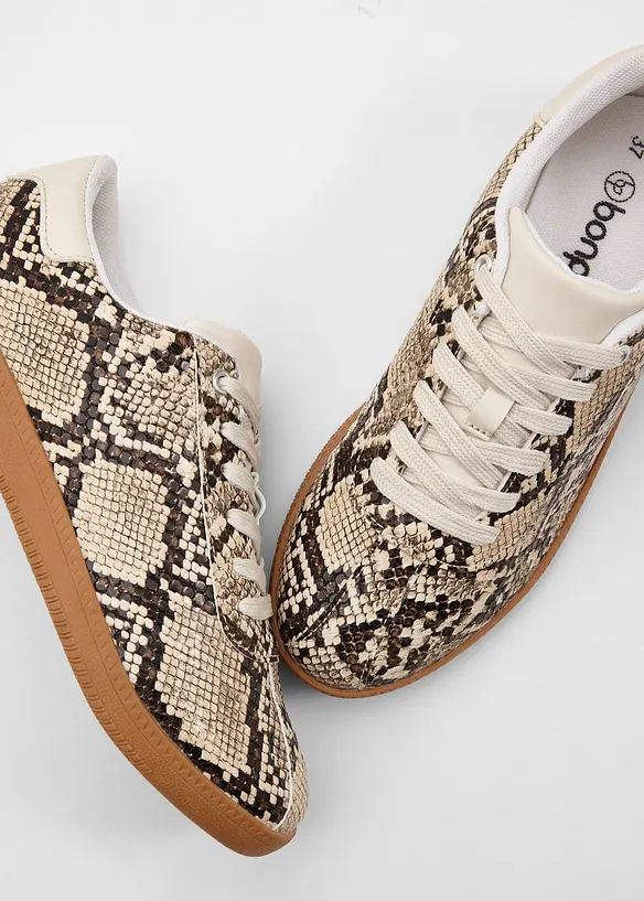 Sneaker im Animallook in beige - bonprix