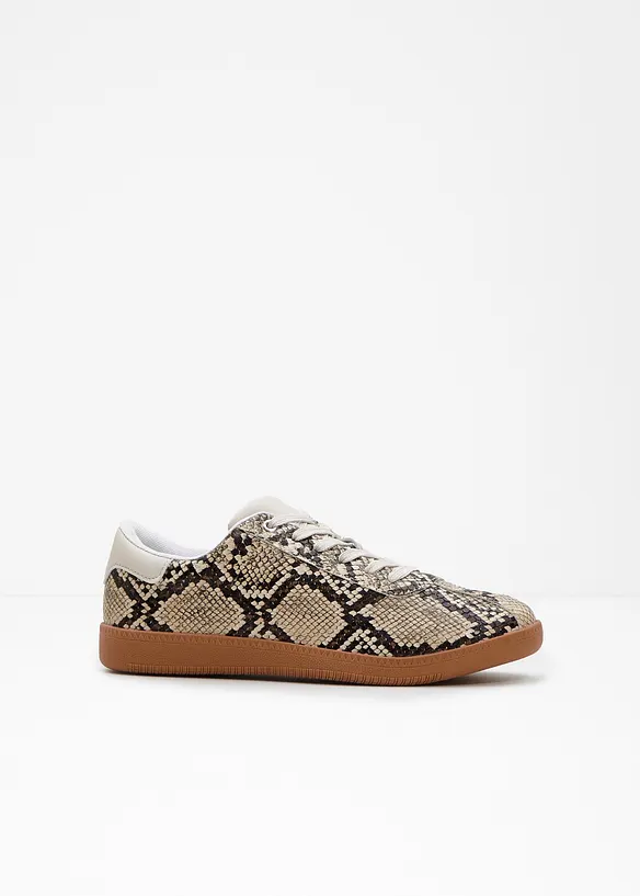 Sneaker im Animallook in beige - bonprix