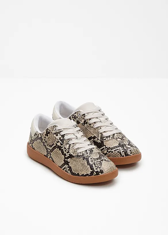Sneaker im Animallook in beige - bonprix