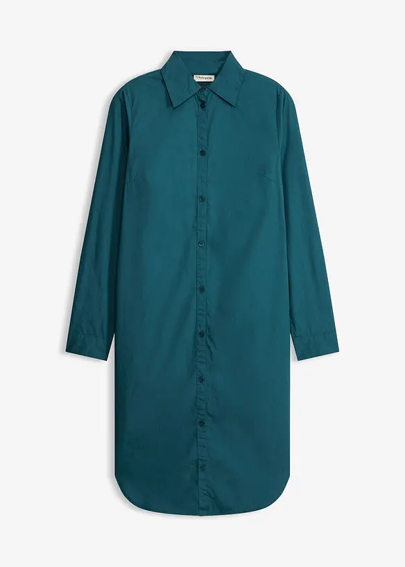Hemdblusenkleid aus Baumwoll-Popeline in petrol von vorne - bonprix Hemdblusenkleid aus Baumwoll-Popeline in petrol von vorne - bonprix