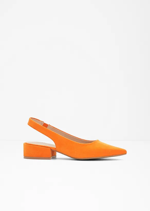 Slingpumps mit flachem Absatz in orange von vorne - bonprix