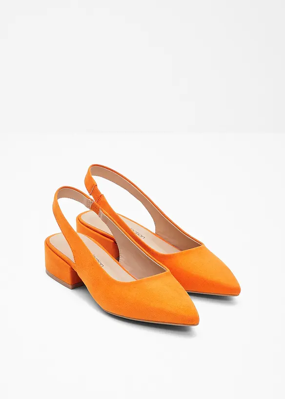 Slingpumps mit flachem Absatz in orange - bonprix