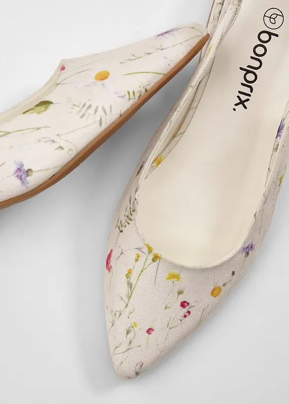 Slingpumps mit flachem Absatz in weiß - bonprix