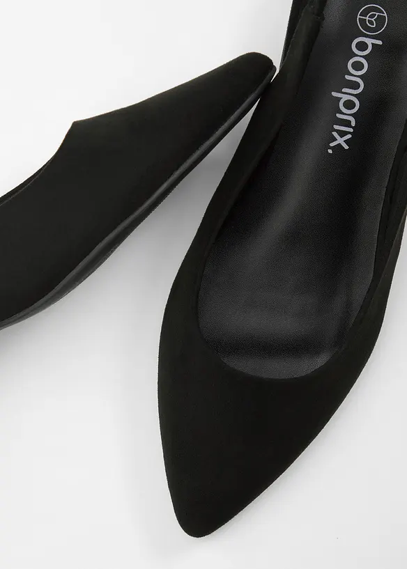 Slingpumps mit flachem Absatz in schwarz - bonprix