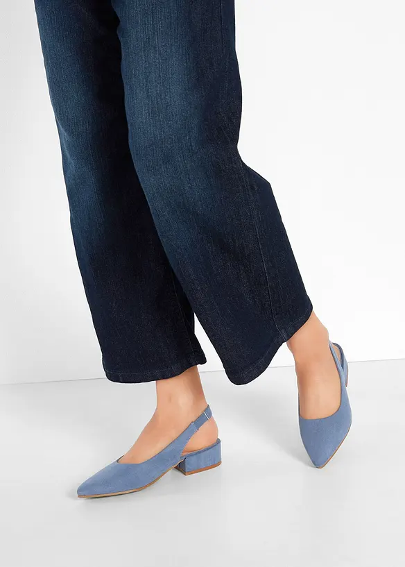 Slingpumps mit flachem Absatz in blau - bonprix
