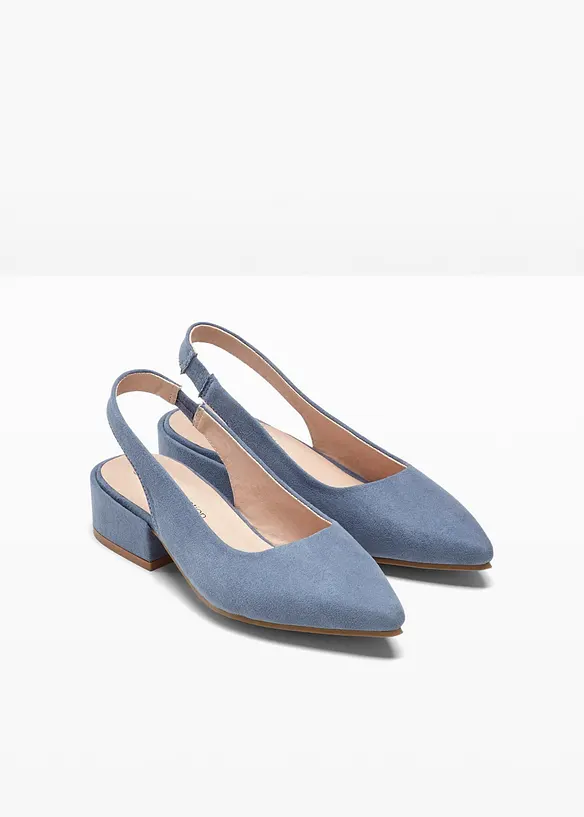 Slingpumps mit flachem Absatz in blau - bonprix