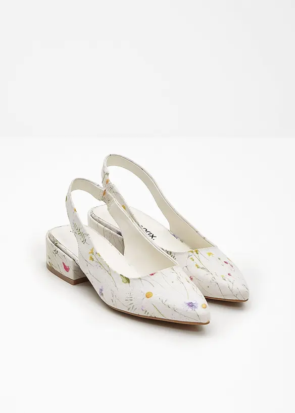 Slingpumps mit flachem Absatz in weiß - bonprix