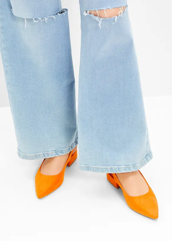 Slingpumps mit flachem Absatz in orange - bonprix