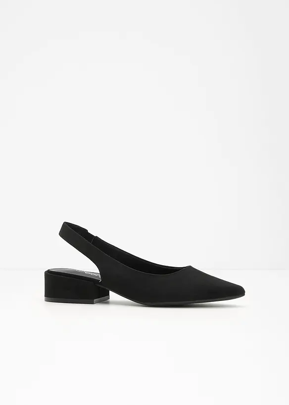 Slingpumps mit flachem Absatz in schwarz - bonprix