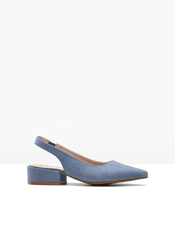 Slingpumps mit flachem Absatz in blau von vorne - bonprix