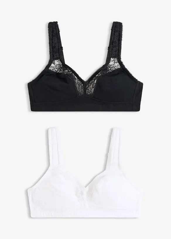 Minimizer-BH ohne Bügel mit Bio-Baumwolle (2er Pack) in schwarz von vorne - bonprix