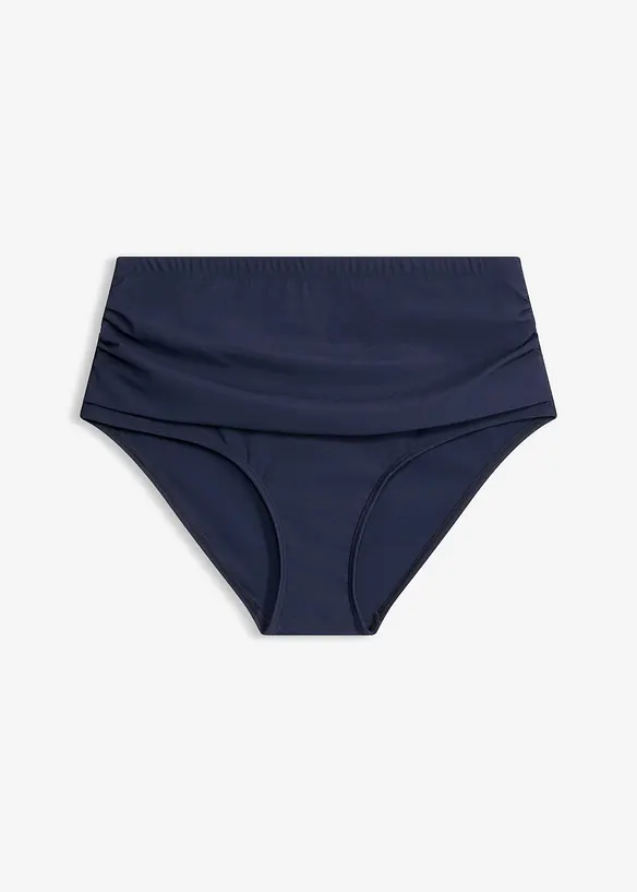 Light Highwaist Shape-Bikinihose mit Raffung in blau von vorne - bonprix