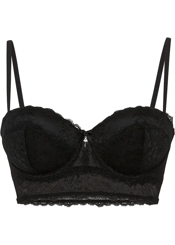 Balconette-BH aus Spitze in schwarz von vorne - bonprix