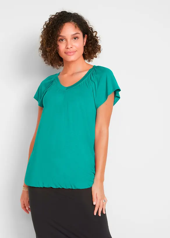 Shirt aus Viskose-Mix in grün von vorne (im Anschnitt) - bonprix