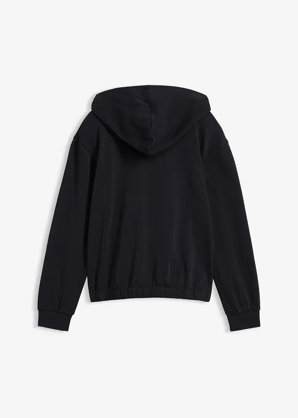Sweatjacke aus reiner Bio-Baumwolle in schwarz von hinten - bonprix