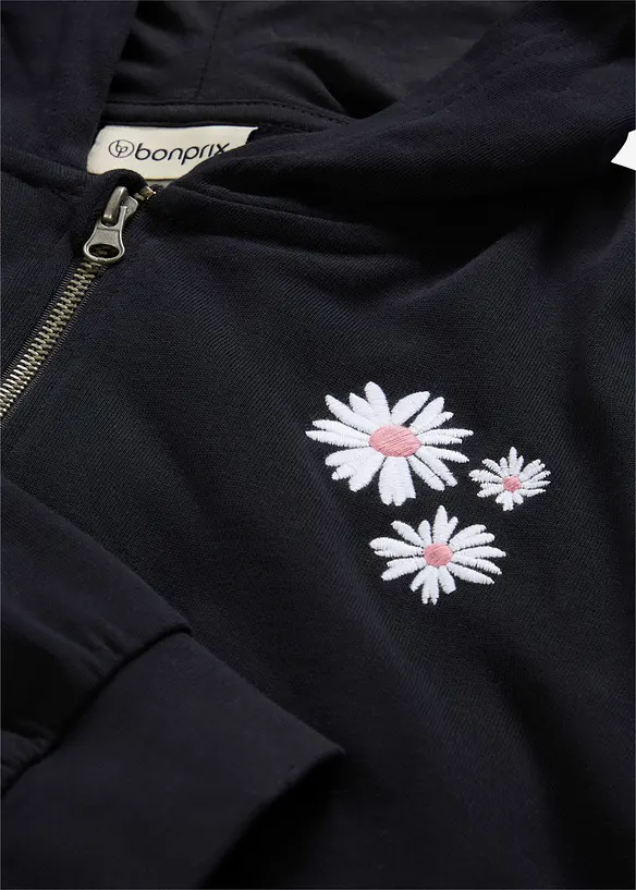 Sweatjacke aus reiner Bio-Baumwolle in schwarz - bonprix
