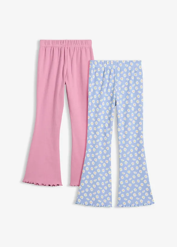 Gerippte ausgestellte Leggings (2er Pack) in rosa von hinten - bonprix