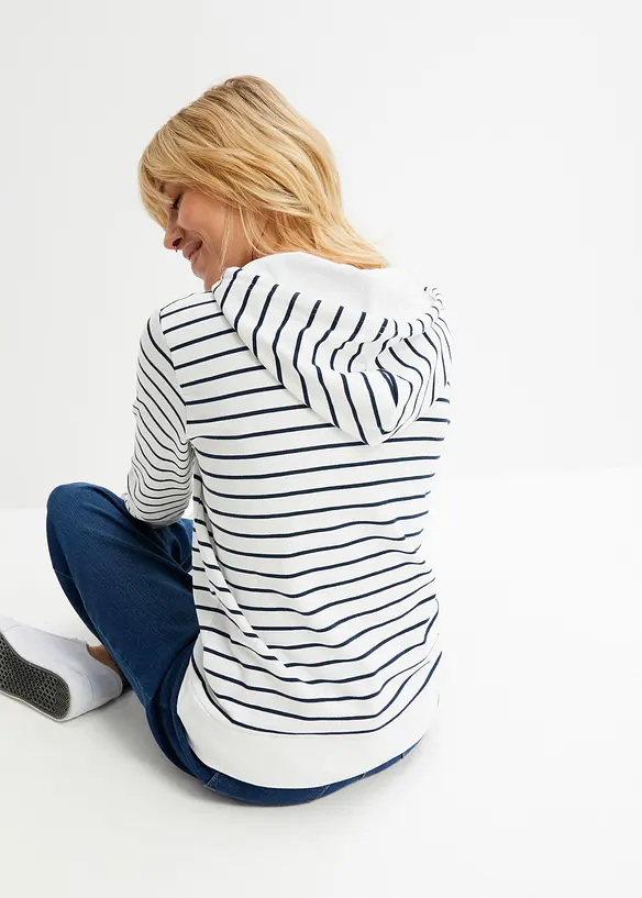 Hoodie aus Baumwoll-Mix in weiß von hinten (im Anschnitt) - bonprix Hoodie aus Baumwoll-Mix in weiß von hinten (im Anschnitt) - bonprix