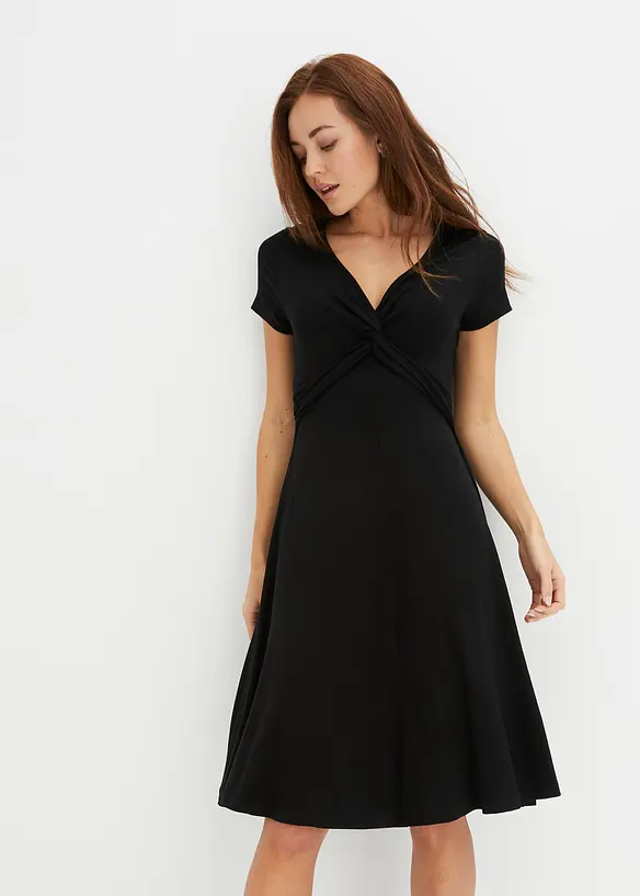 Jerseykleid aus Viskose-Mix in schwarz von vorne (Totalaufnahme) - bonprix Jerseykleid aus Viskose-Mix in schwarz von vorne (Totalaufnahme) - bonprix